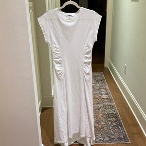 Frame Denim White Ruched Midi Dress